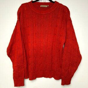 Calvin Klein Sport Men's Dad Grandpa Preppy Cableknit Rust Red Sweater Size M
